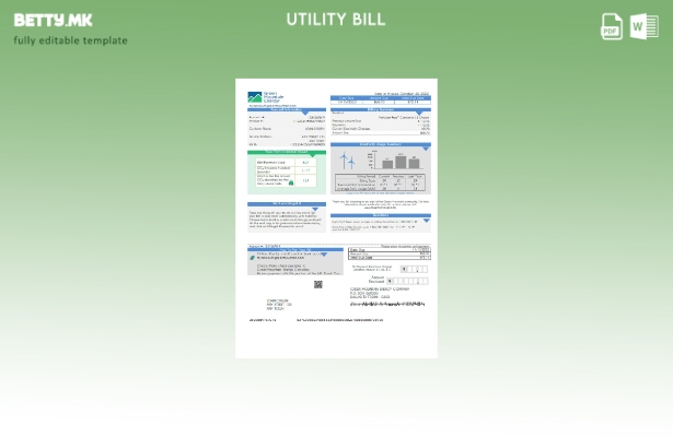 Модерен стил на USA Green Mountain Energy шаблон за комунални сметки во формат W